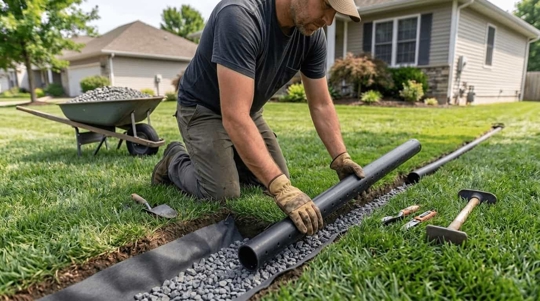 Can I install a French drain with the holes facing up?